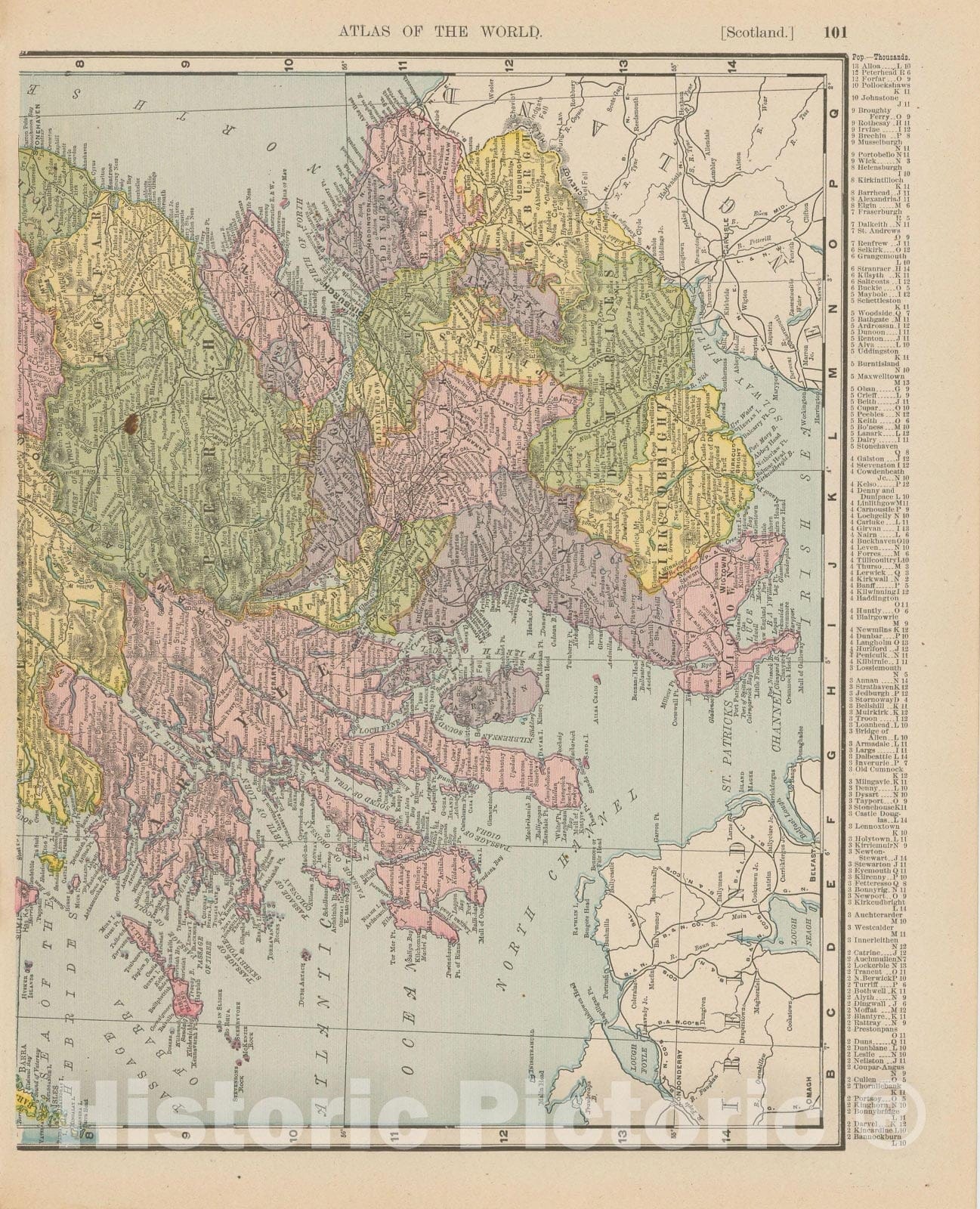 Historic Map : Scotland 1900 , Universal Atlas World , Vintage Wall Art