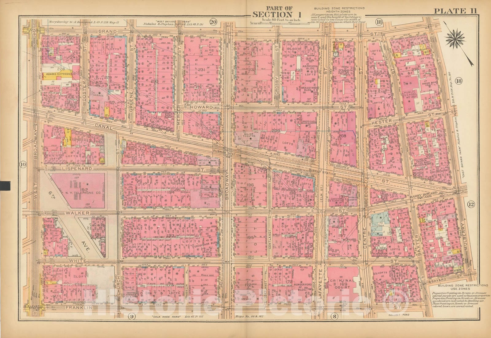 Historic Map : Atlas City of New York, Borough of Manhattan, Vol 1, Batery to 14th St 1922 - 1935 Plate 011 , Vintage Wall Art