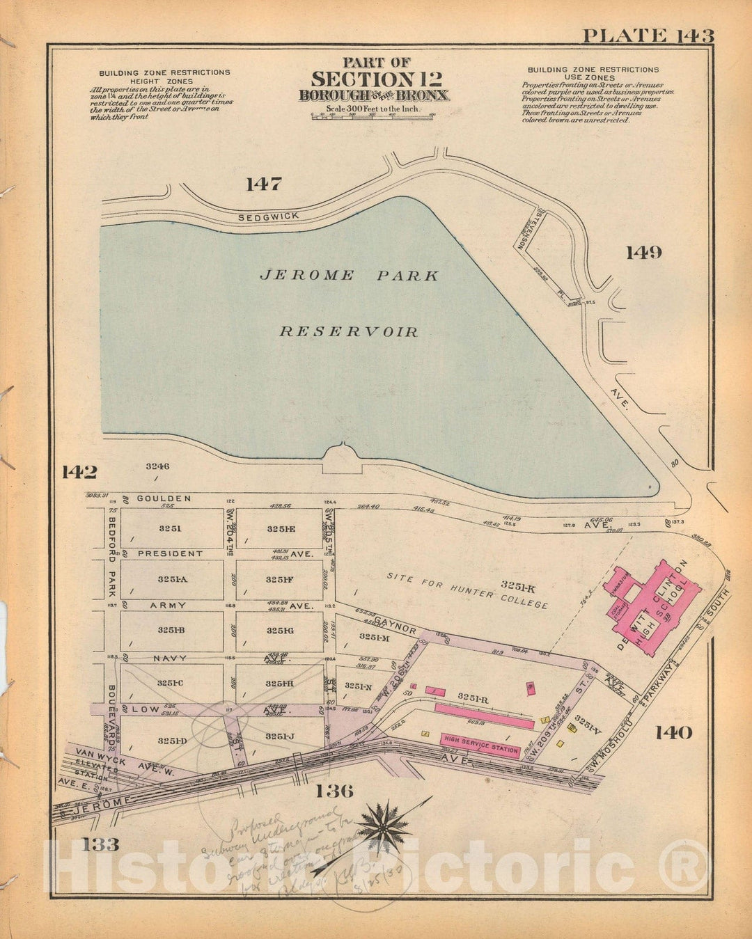 Historic Map : Borough of The Bronx, Sections 9-13, The Bronx 1928 Plate 143 , Vintage Wall Art