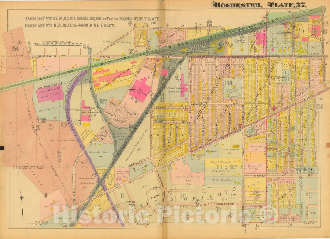 Historic Map : Atlas City of Rochester New York, Rochester 1910 Plate 037 , Vintage Wall Art