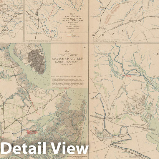 Historic Map : Civil War Atlas of the Union and Confederate Armies, Battles in MS, SC & VA 1895 , Vintage Wall Art