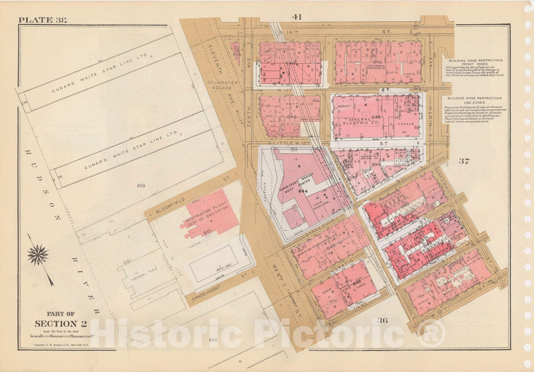 Historic Map : Manhattan Land Book 1955 - Updated Through Nov 7th, New York City 1975 Plate 038 , Vintage Wall Art