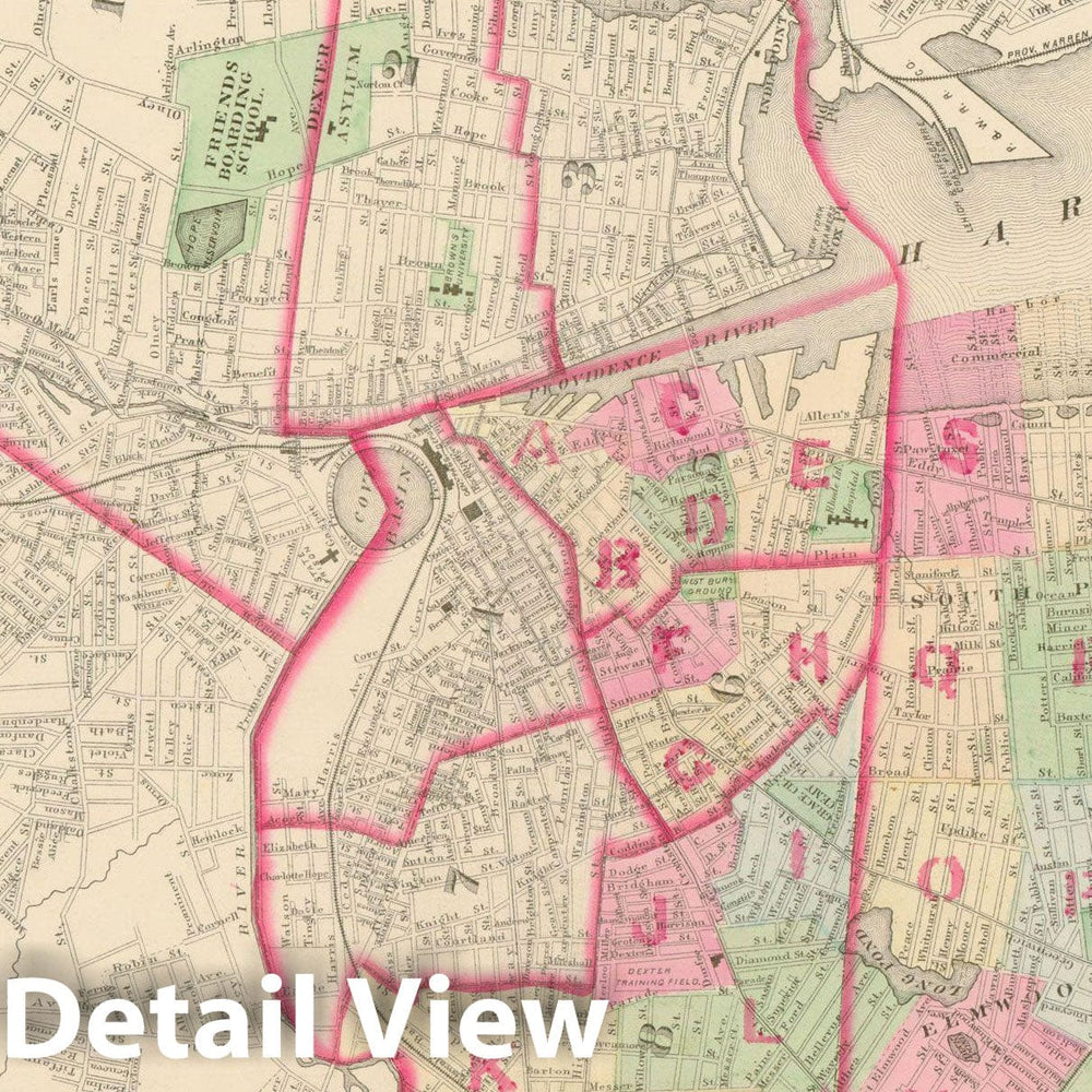 Historic Map : City Atlas of Providence Rhode Island by Wards, Volume II, Providence 1875 Index Plate , Vintage Wall Art