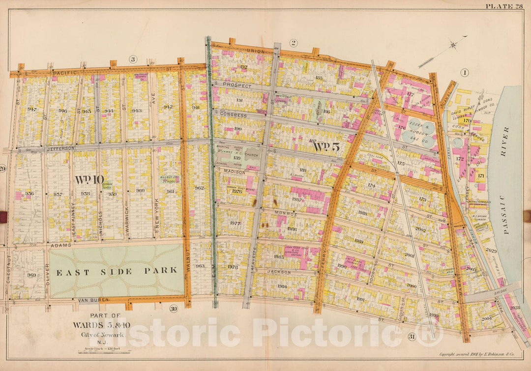 Historic Map : Atlas City of Newark, Newark 1901 Plate 028 , Vintage Wall Art