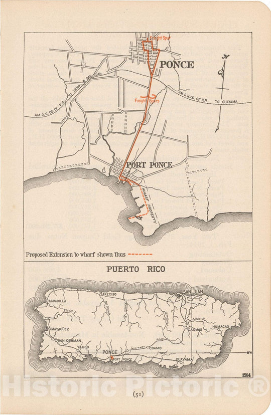 Historic Map : Puerto Rico 1914 , North American Electric Power and Traction Companies , Vintage Wall Art