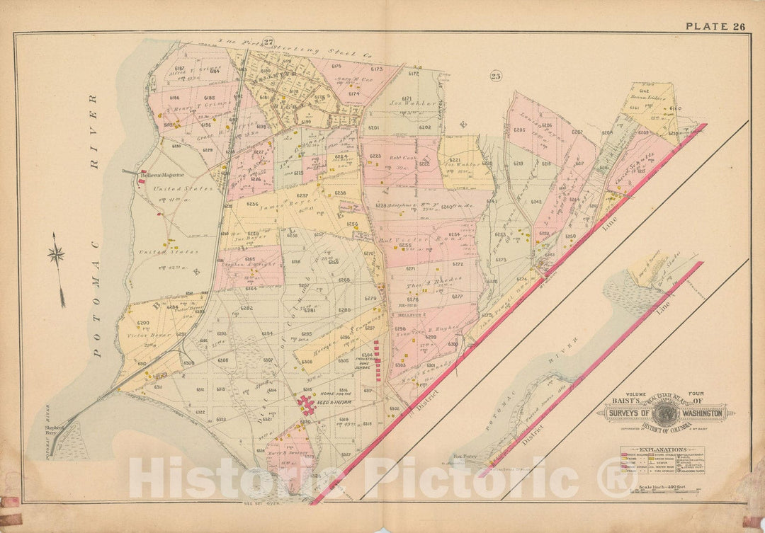 Historic Map : Atlas of Washington D.C. Volume 4 (NE, SE), Washington 1907 Plate 026 , Vintage Wall Art