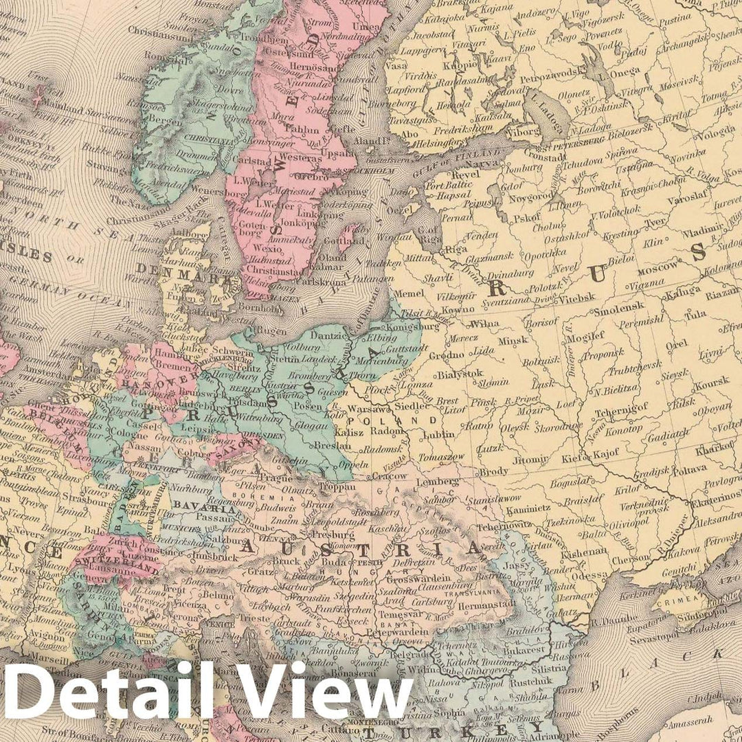 Historic Map : Europe 1856 , Colton's Atlas World , Vintage Wall Art