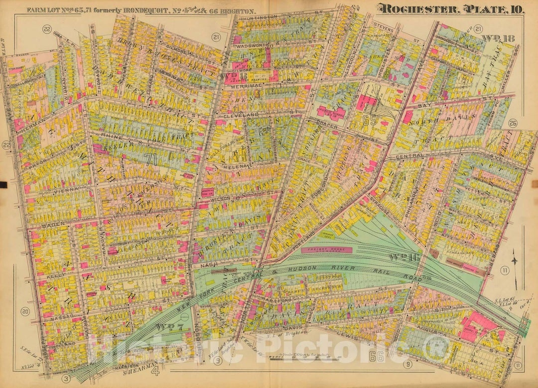 Historic Map : Atlas City of Rochester New York, Rochester 1910 Plate 010 , Vintage Wall Art