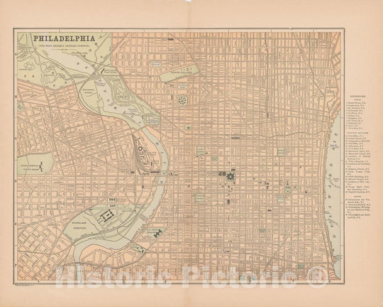 Historic Map : Philadelphia, Philadelphia unknown , v2, Vintage Wall Art