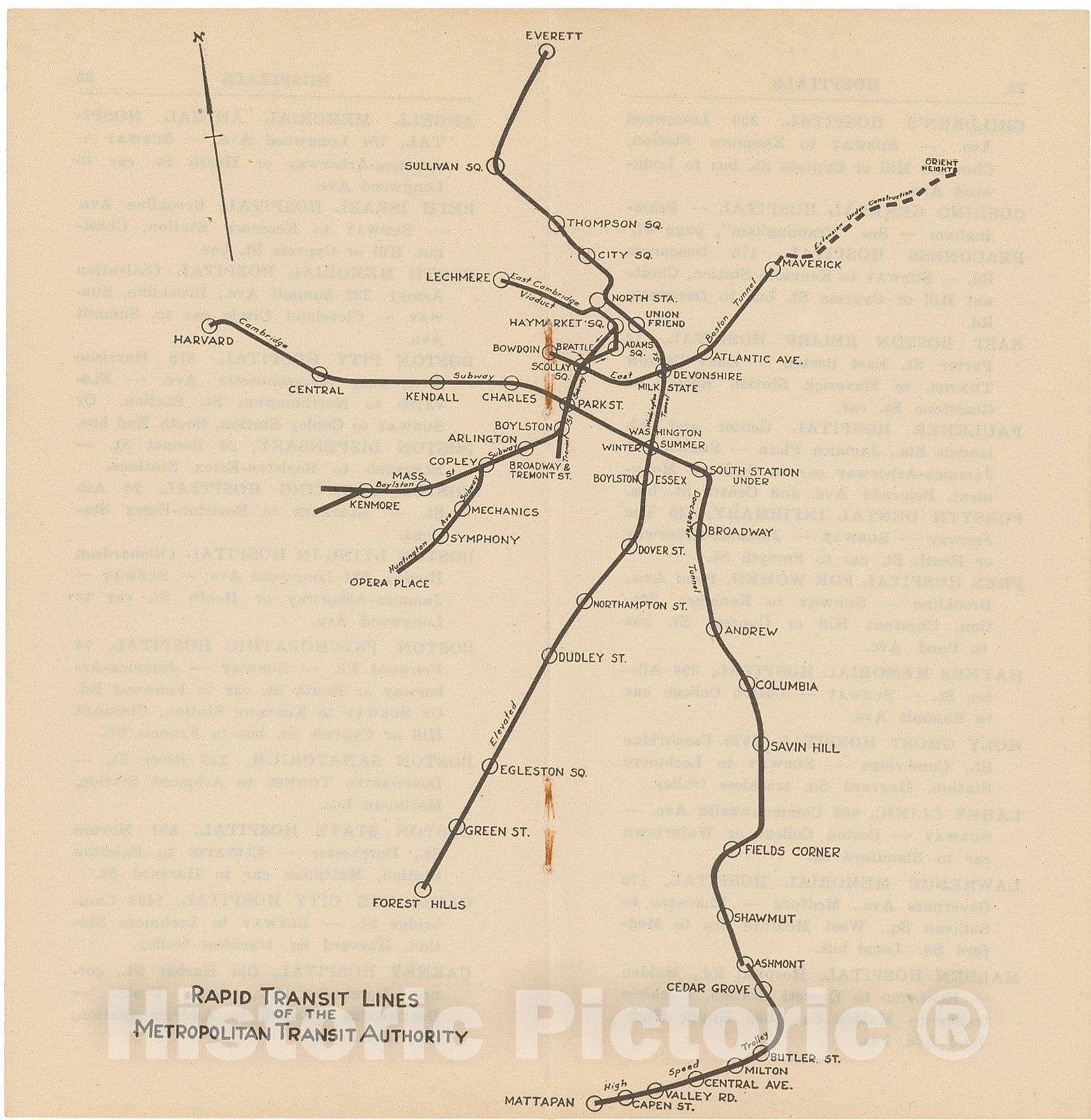 Historic Map : Greater Boston Transit Maps, Boston MTA Map 1950 Railroad Catography , Vintage Wall Art