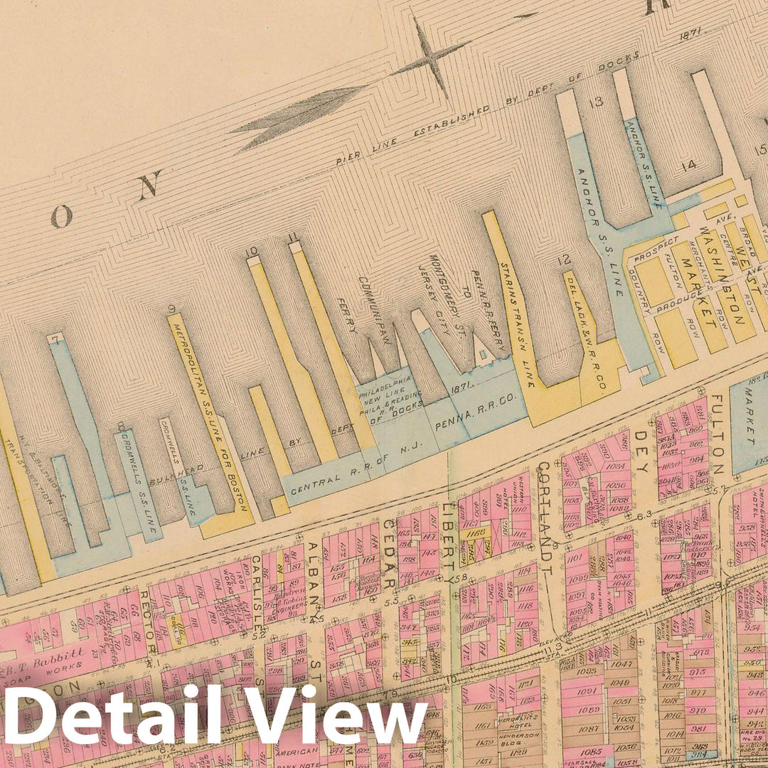 Historic Map : Manhattan & New York City 1885 Plate 002 , Robinson's Atlas City of New York , Vintage Wall Art