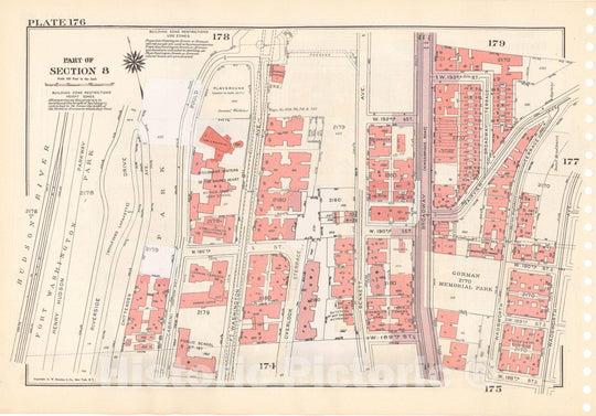 Historic Map : Manhattan Land Book 1955 - Updated Through Nov 7th, New York City 1975 Plate 176 , Vintage Wall Art