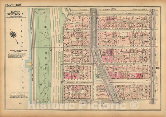 Historic Map : Land Book of the Borough of Manhattan, City of NY, Manhattan 1925 Plate 102 , Vintage Wall Art