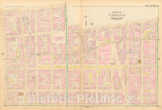 Historic Map : Atlas City of Philadelphia, Philadelphia 1886 Plate F , Vintage Wall Art