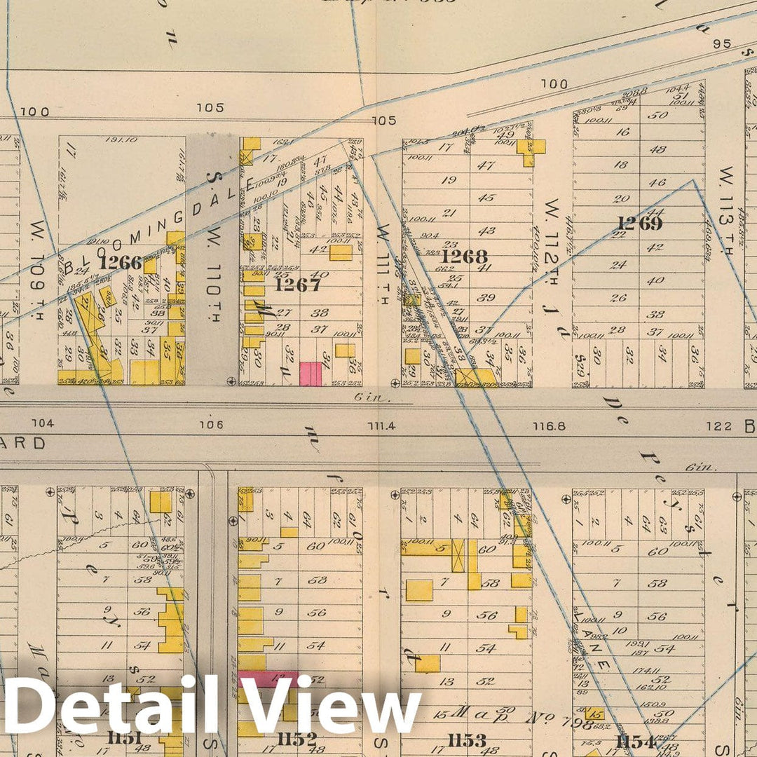 Historic Map : Atlas City of New York, Vol 2 ... 12th Ward, 2nd Ed., Manhattan 1884 Plate 016 , Vintage Wall Art