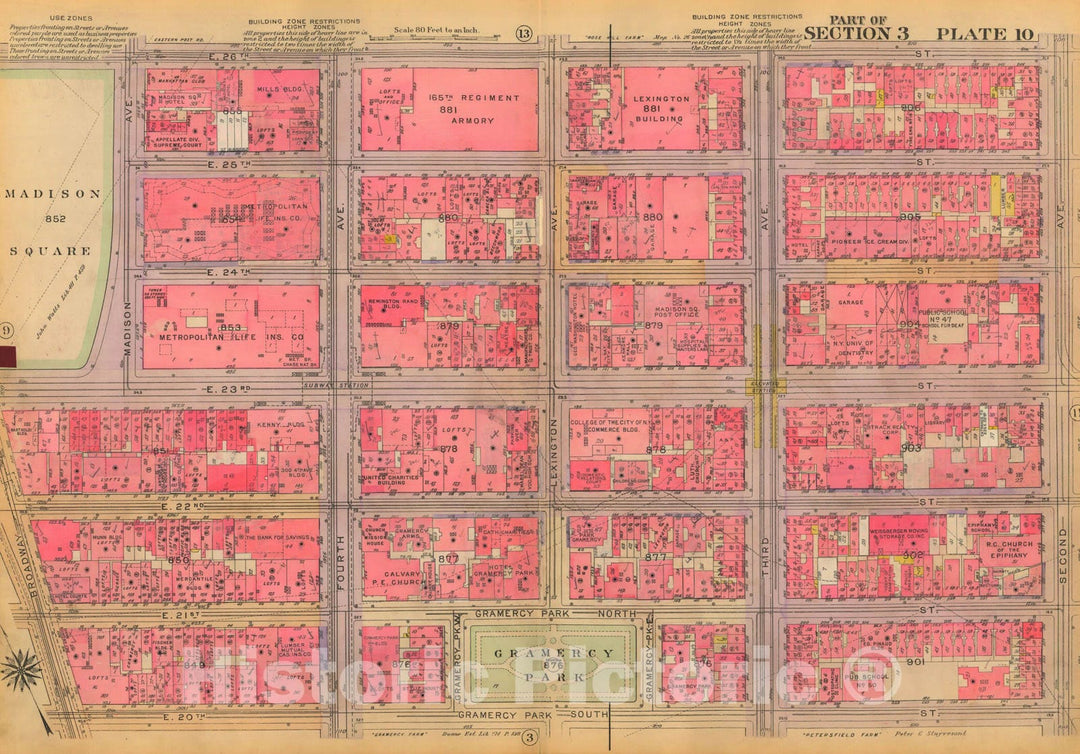 Historic Map : Atlas City of New York, Borough of Manhattan, Volume Two, 14th Street to 59th Street, Manhattan 1928 Plate 010 , Vintage Wall Art