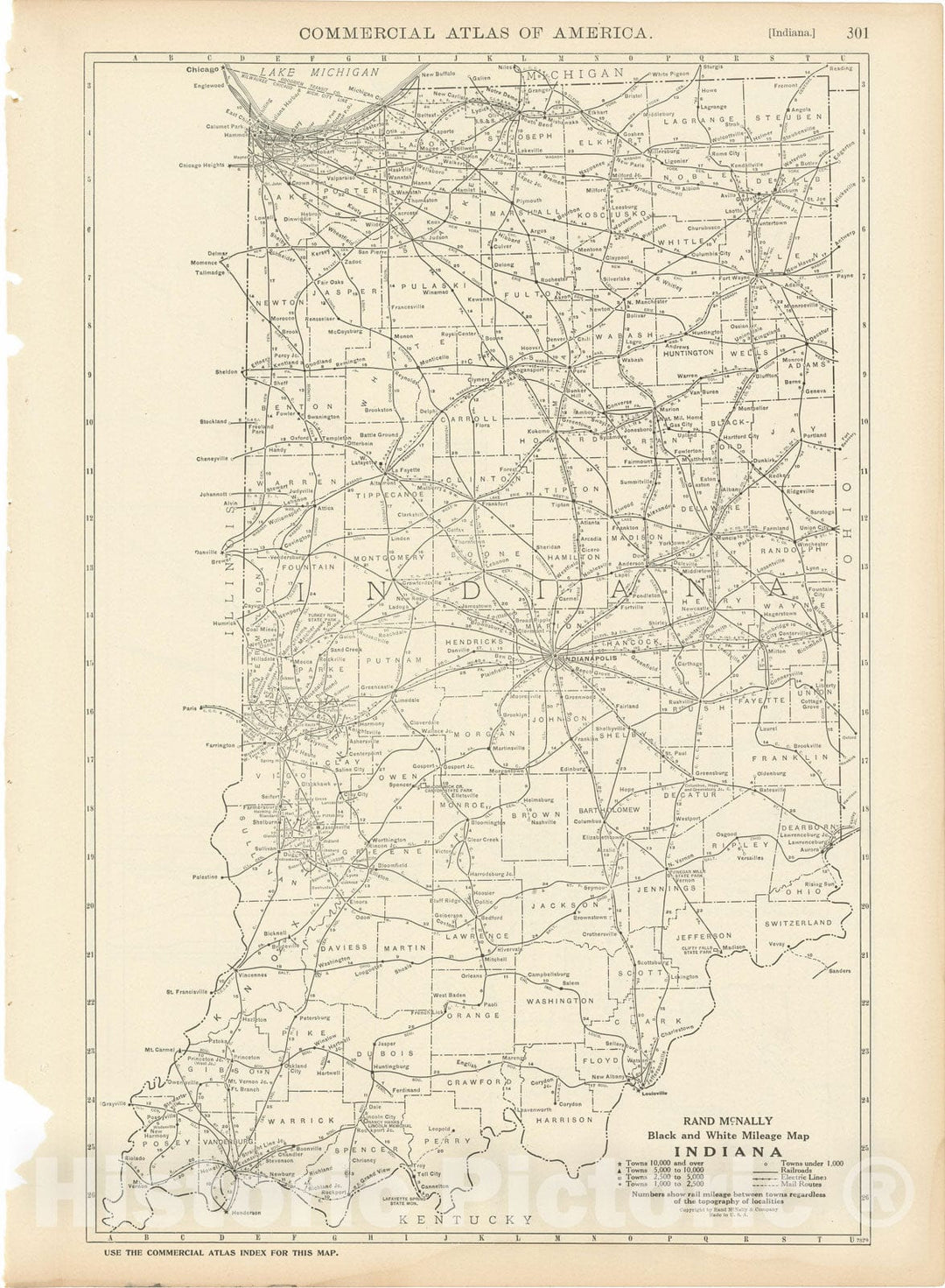 Historic Map : Indiana 1925 , v2, Vintage Wall Art