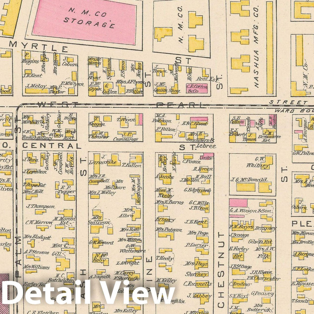 Historic Map : Nashua 1892 , Town and City Atlas State of New Hampshire , v6, Vintage Wall Art