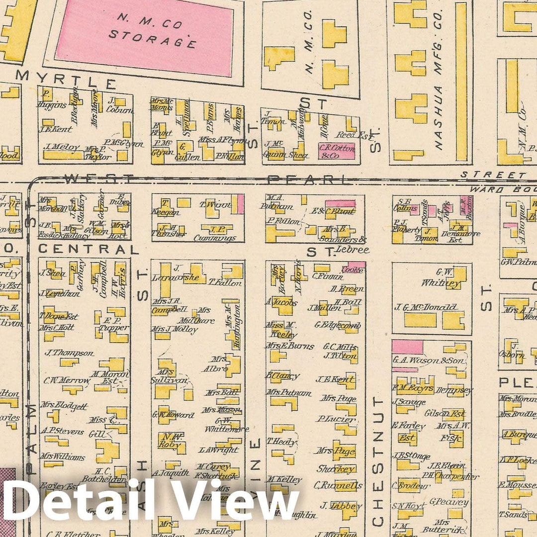 Historic Map : Nashua 1892 , Town and City Atlas State of New Hampshire , v6, Vintage Wall Art