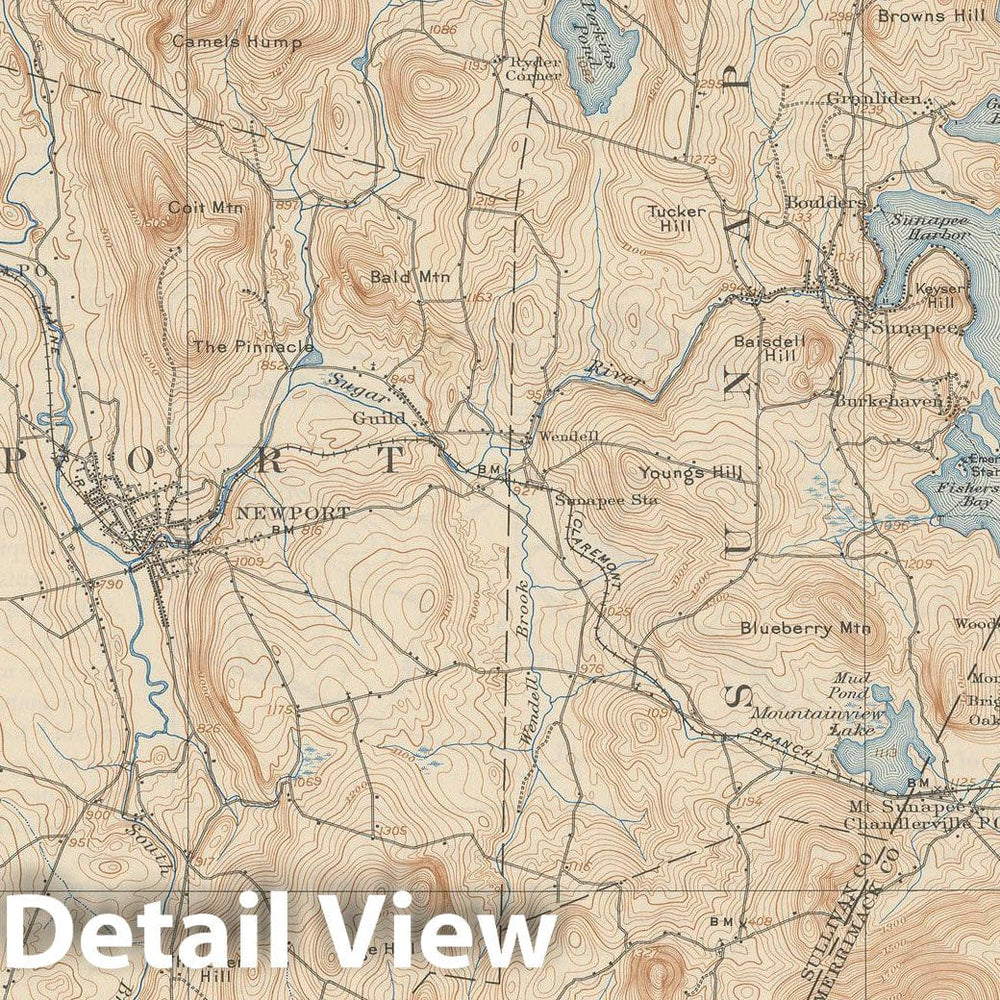 Historic Map : USGS 7.5 Minute Sheets and Quadrangles, Goshen & Lake Sunapee & Newport & Sunapee 1947 Topographic Map , Vintage Wall Art