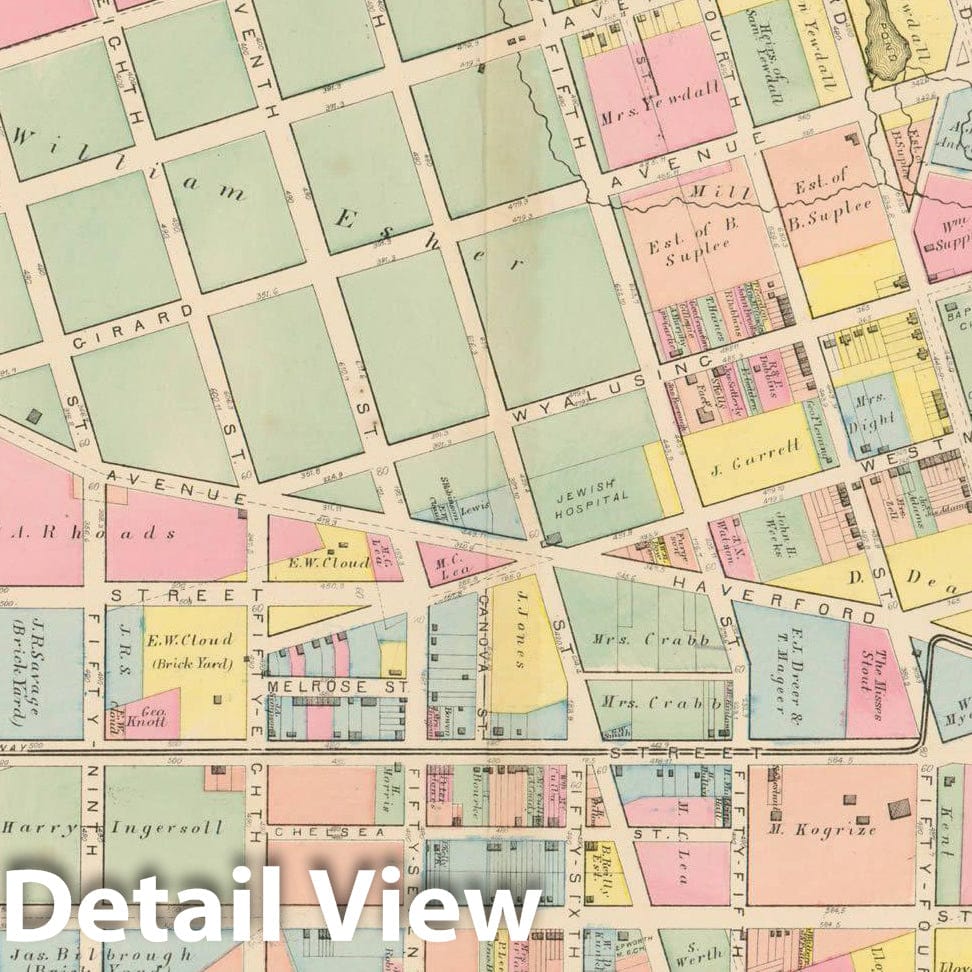 Historic Map : Atlas of West Philadelphia including the 24th & 27th Wards of the City of Philadelphia, West Philadelphia 1872 Plate J , Vintage Wall Art