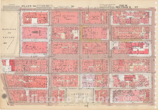 Historic Map : Manhattan Land Book 1955 - Updated Through Nov 7th, New York City 1975 Plate 050 , Vintage Wall Art