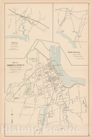 Historic Map : Chatham & Clinton & Middletown 1893 , Town and City Atlas State of Connecticut , Vintage Wall Art