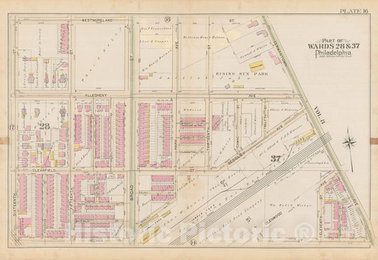 Historic Map : City of Philadelphia, 28th 32nd & 37th Wards, Vol. 6, Second Ed., Philadelphia 1894 Plate 016 , Vintage Wall Art