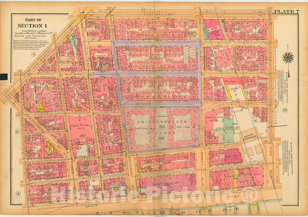 Historic Map : Atlas City of New York, Borough of Manhattan, Volume One, Battery to 14th Street, Manhattan 1922 Plate 007 , Vintage Wall Art