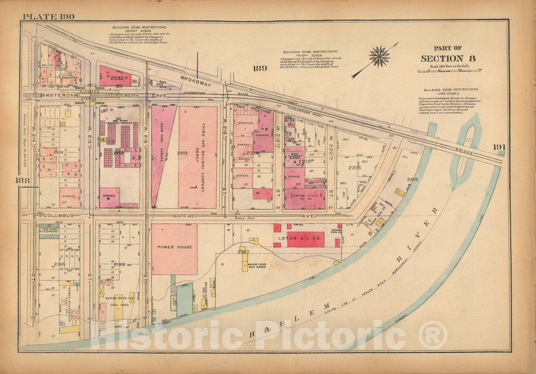 Historic Map : Land Book of the Borough of Manhattan, City of NY, Manhattan 1925 Plate 190 , Vintage Wall Art