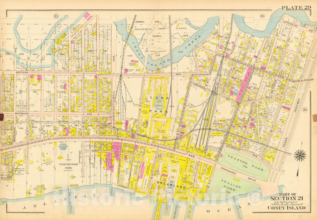 Historic Map : Vol. 2, Brooklyn 1907 Plate 029 , Atlas Borough of Brooklyn , Vintage Wall Art