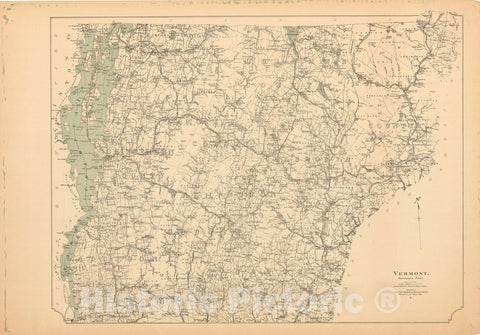 Historic Map : Vermont 1905 , Northeast U.S. State & City Maps , Vintage Wall Art