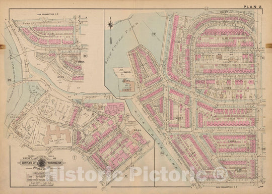 Historic Map : Atlas of Washington D.C. Volume 3 (Outer NW), Washington 1937 Plate 008 , Vintage Wall Art