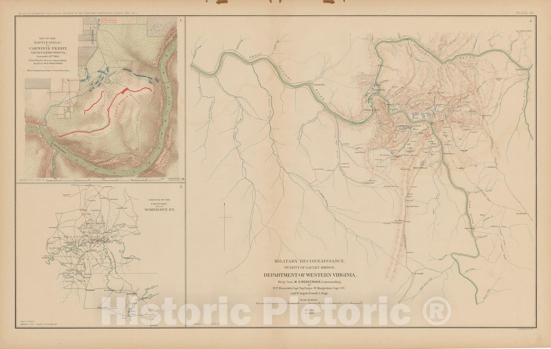 Historic Map : Civil War Atlas of the Union and Confederate Armies, Battles in KY & WV 1895 , Vintage Wall Art