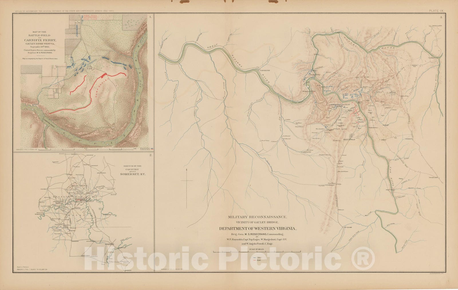 Historic Map : Civil War Atlas of the Union and Confederate Armies, Battles in KY & WV 1895 , Vintage Wall Art