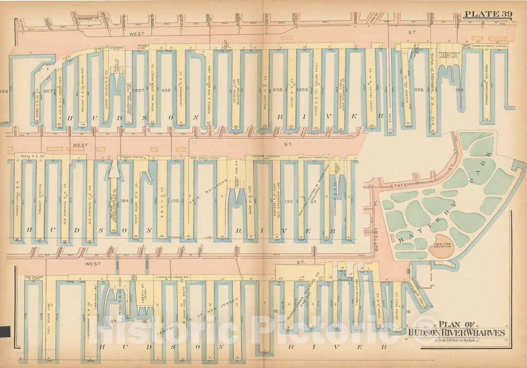 Historic Map : Atlas City of New York, Borough of Manhattan, Vol 1, Batery to 14th St 1922 - 1935 Plate 039 , Vintage Wall Art