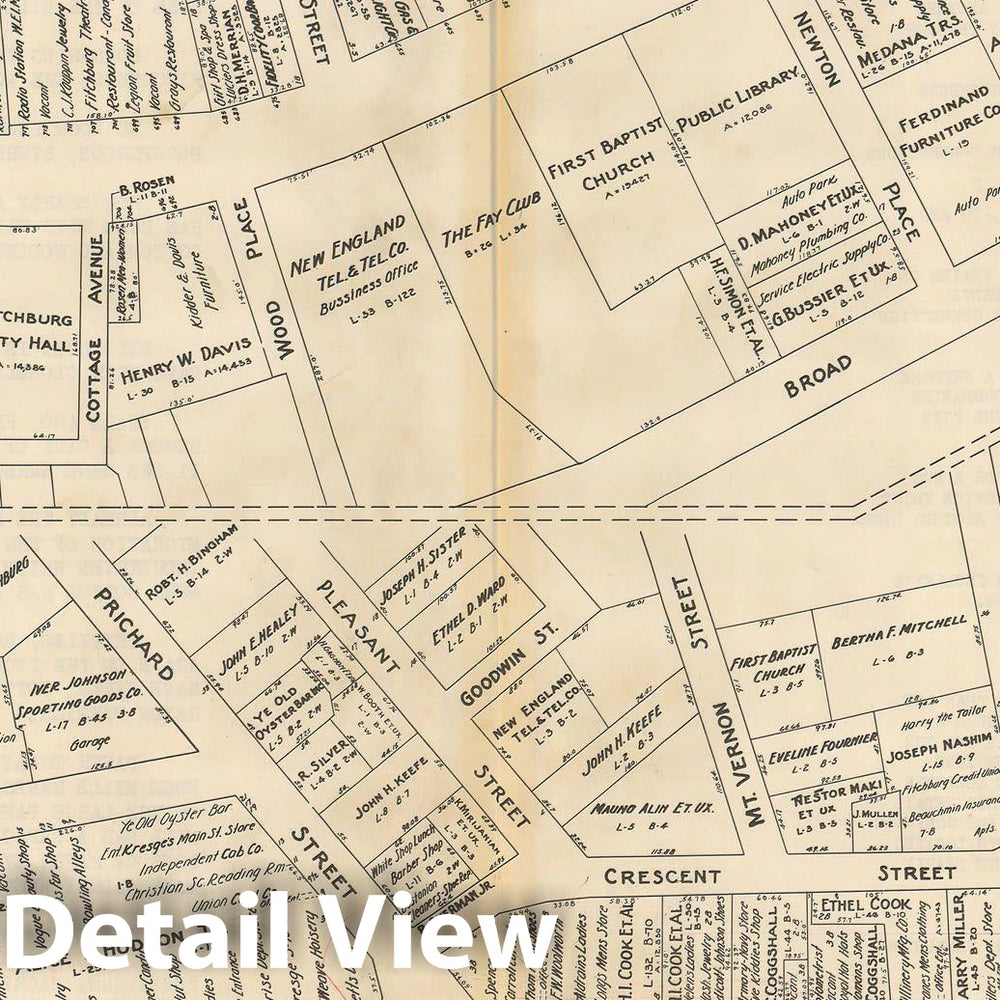 Historic Map : New England States Ed., Fitchburg 1946 , Nirenstein's National Preferred Real Estate Locations of Business Properties , Vintage Wall Art