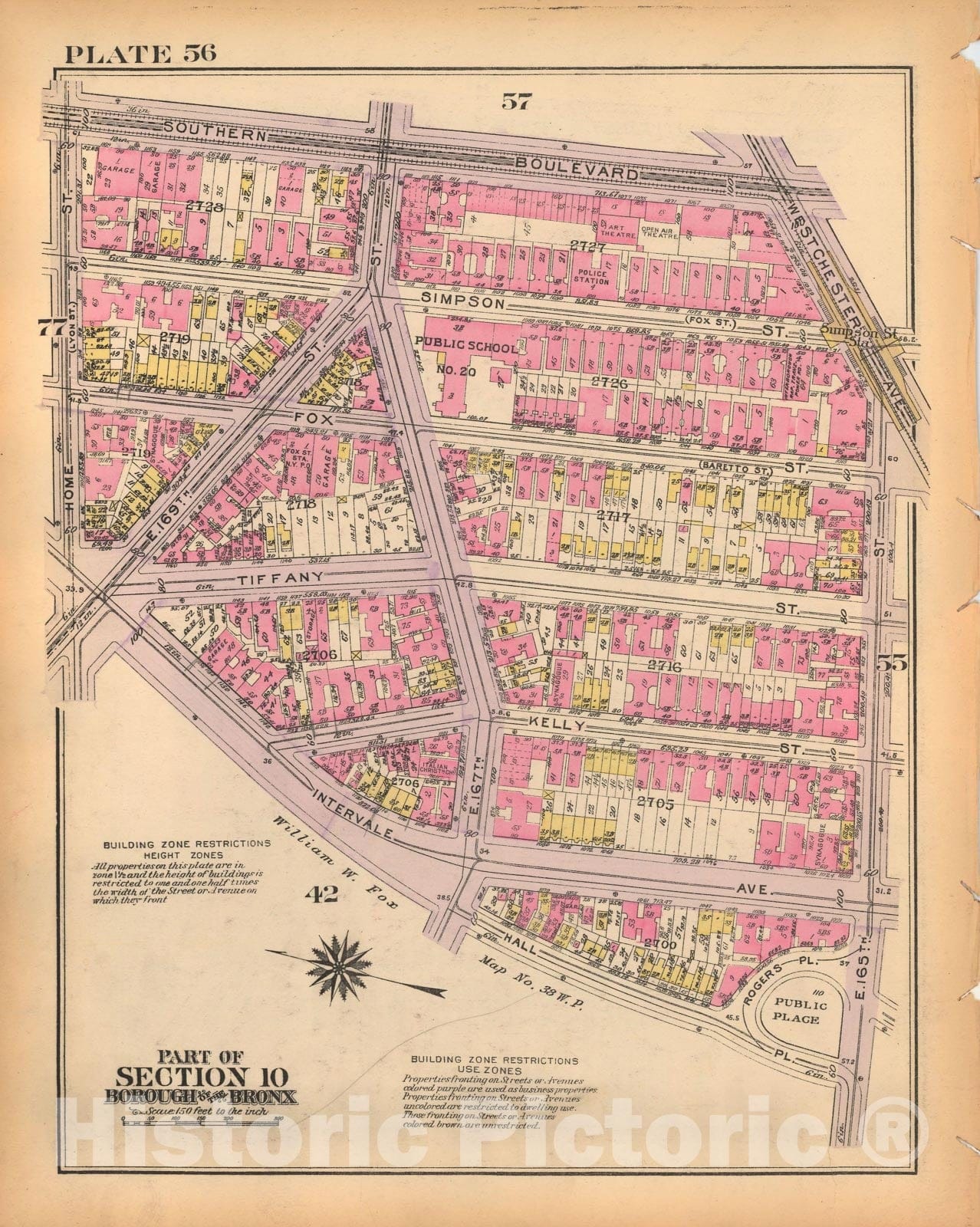 Historic Map : Borough of The Bronx, Sections 9-13, The Bronx 1928 Plate 056 , Vintage Wall Art