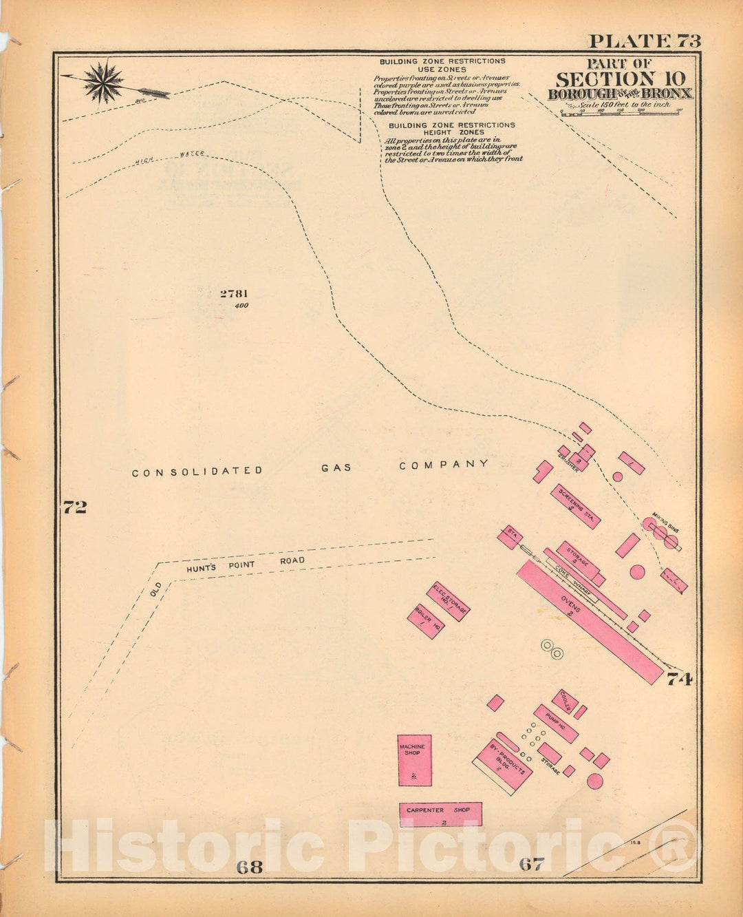 Historic Map : Borough of The Bronx, Sections 9-13, The Bronx 1928 Plate 073 , Vintage Wall Art