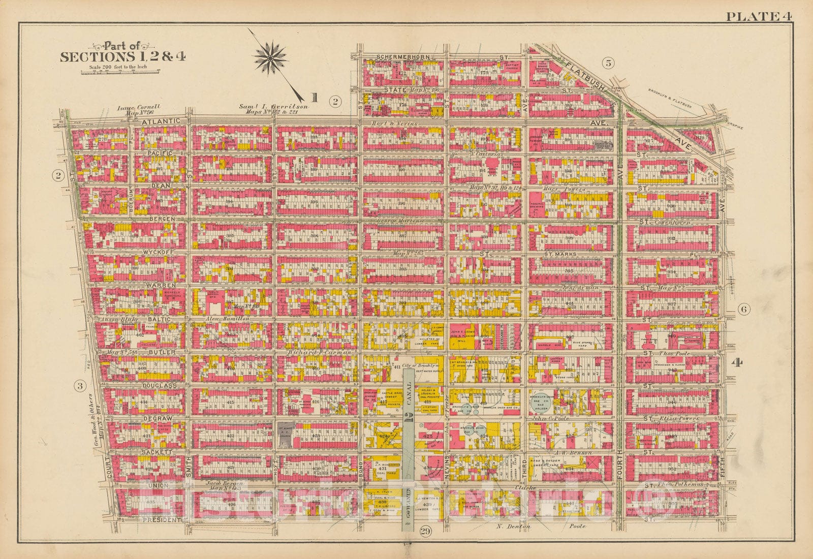 Historic Map : Vol. 1, Brooklyn 1908 Plate 004 , Atlas Borough of Brooklyn , Vintage Wall Art