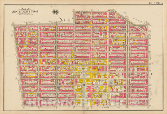 Historic Map : Vol. 1, Brooklyn 1908 Plate 004 , Atlas Borough of Brooklyn , Vintage Wall Art