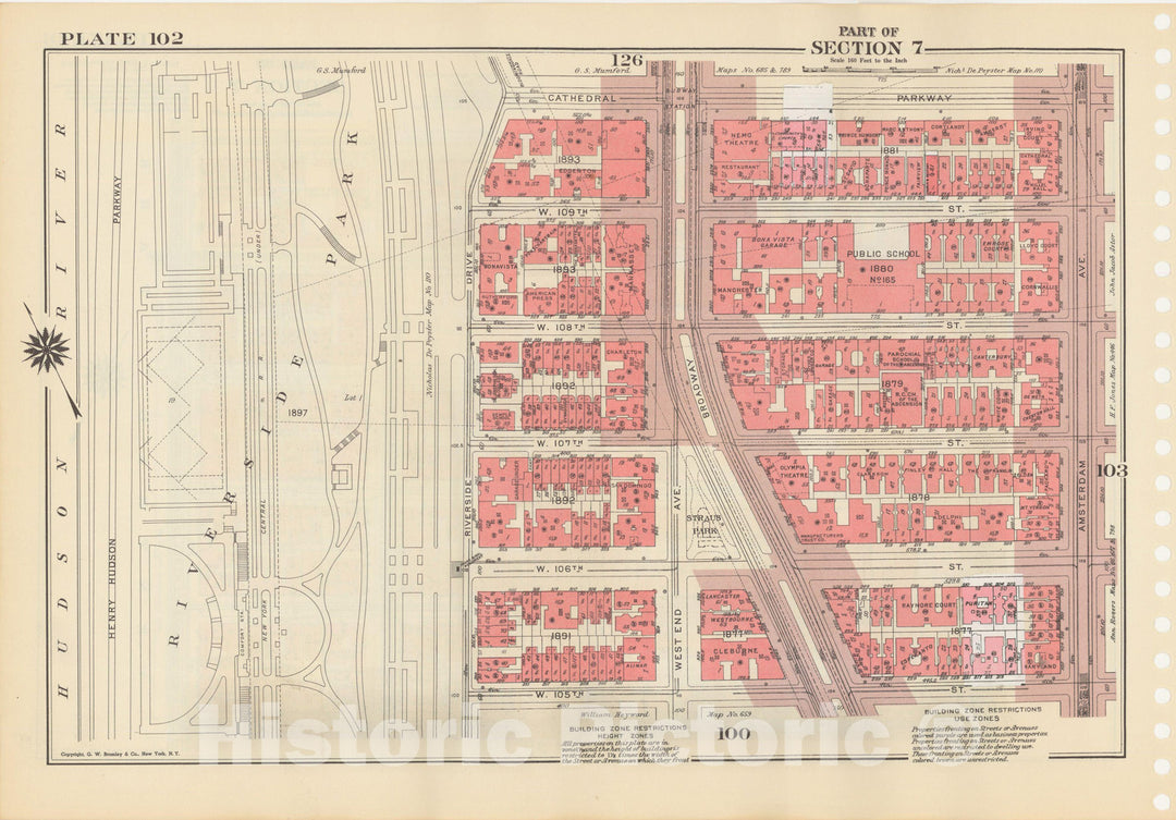 Historic Map : Manhattan Land Book 1955 - Updated Through Nov 7th, New York City 1975 Plate 102 , Vintage Wall Art