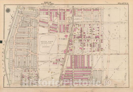 Historic Map : Atlas City of Philadelphia 35th Ward, Philadelphia 1927 Plate 006 , Vintage Wall Art