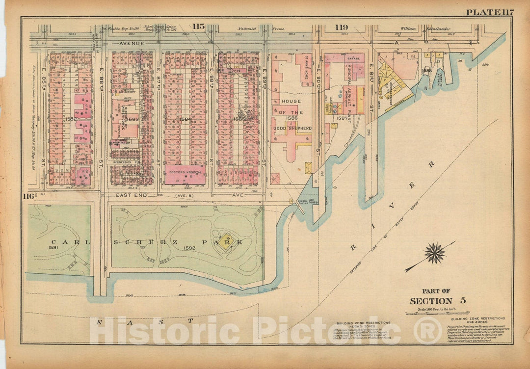 Historic Map : Land Book of the Borough of Manhattan, City of NY, Manhattan 1925 Plate 117 , Vintage Wall Art