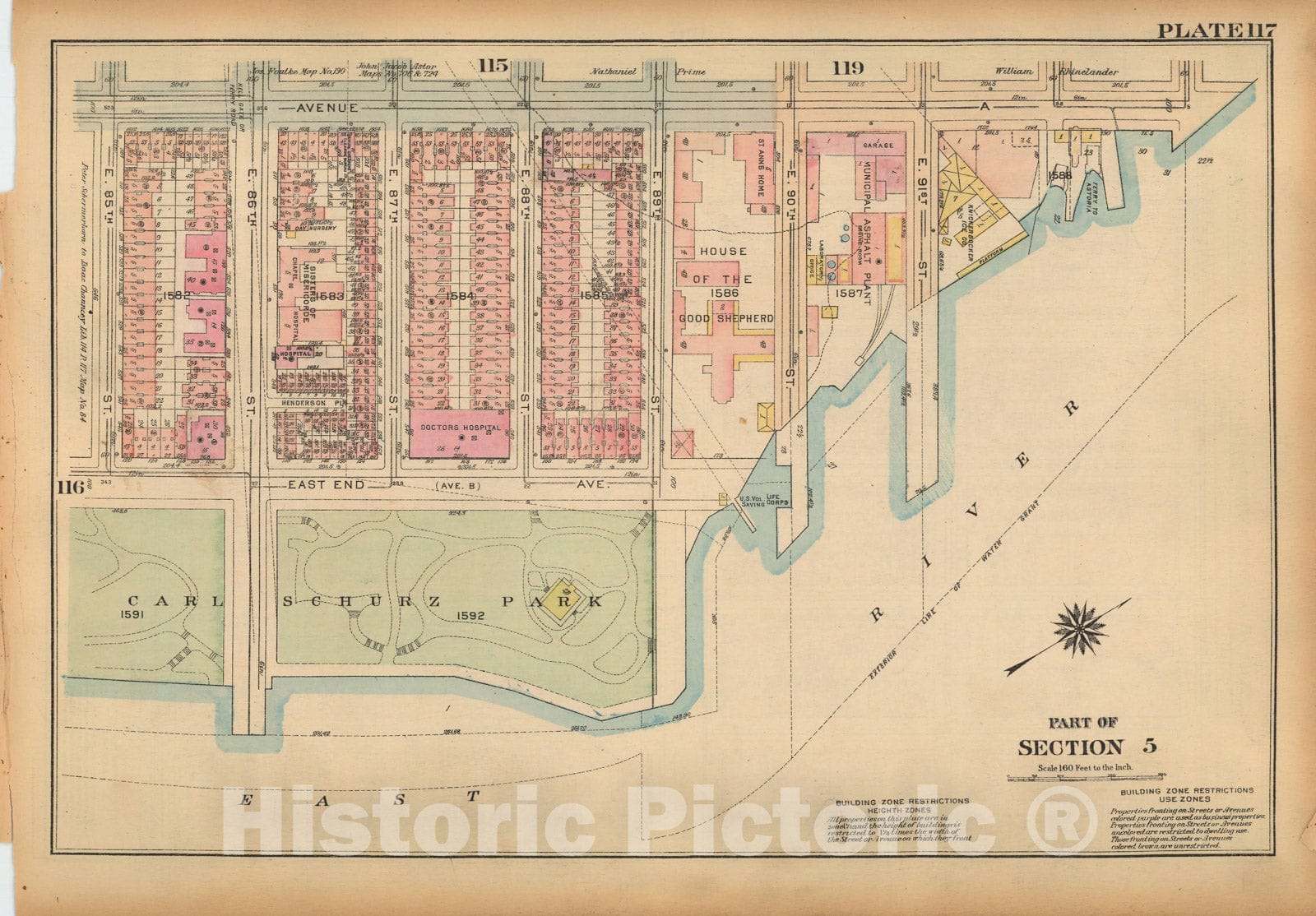 Historic Map : Land Book of the Borough of Manhattan, City of NY, Manhattan 1925 Plate 117 , Vintage Wall Art