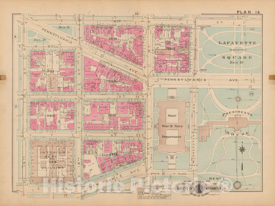 Historic Map : Atlas of Washington D.C. Volume 1 (Inner NW), Washington 1939 Plate 016 , Vintage Wall Art