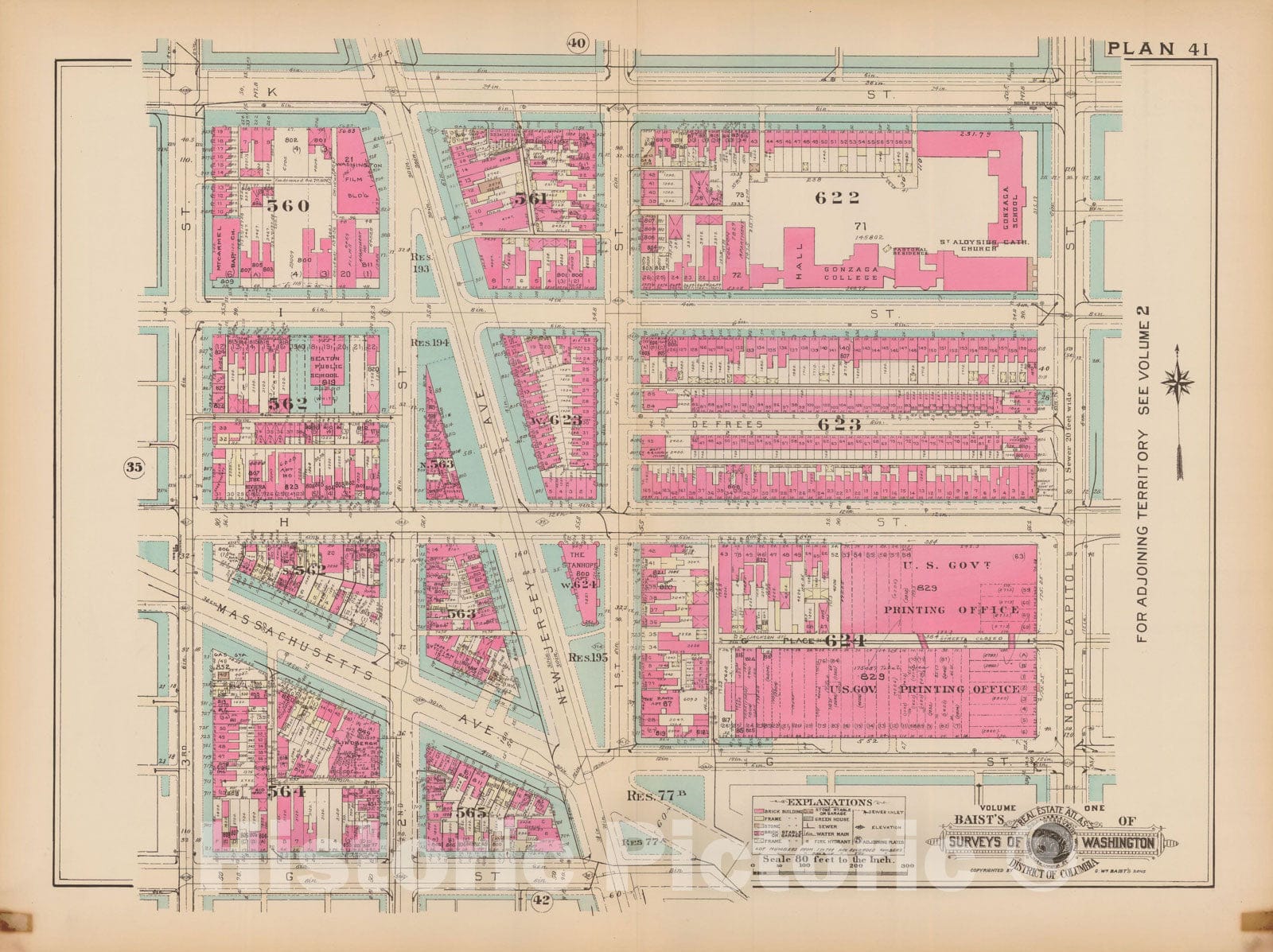 Historic Map : Atlas of Washington D.C. Volume 1 (Inner NW), Washington 1939 Plate 041 , Vintage Wall Art