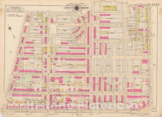 Historic Map : Atlas of Washington D.C. Volume 4 (NE, SE), Washington 1927 Plate 002 , Vintage Wall Art