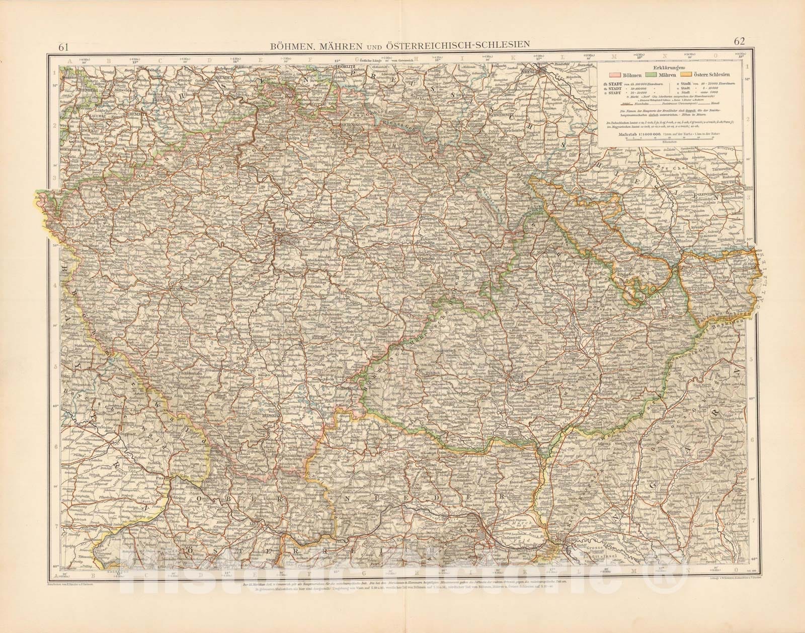 Historic Map : Czech Republic 1899 , Andrees Allgemeiner Handatlas , Vintage Wall Art