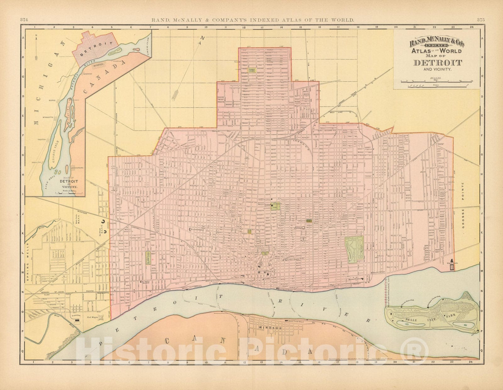 Historic Map : Detroit 1894 , Vintage Wall Art